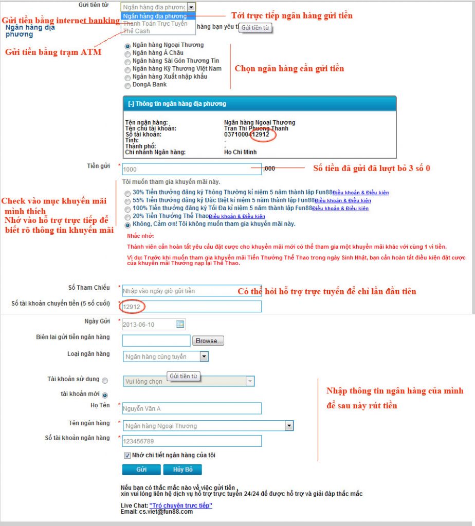 Gửi tiền Fun88 3