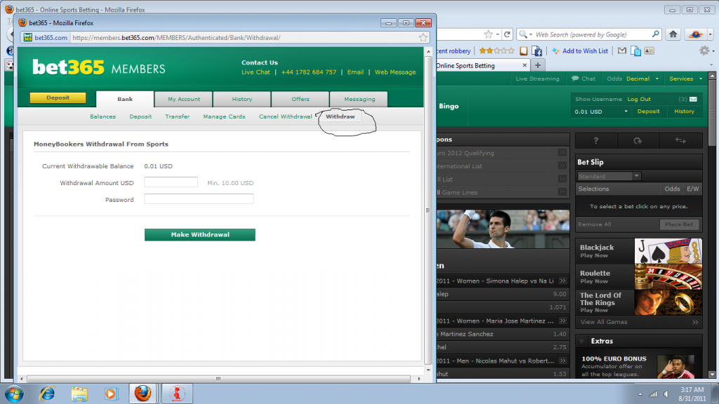 Rút tiền Bet365 1